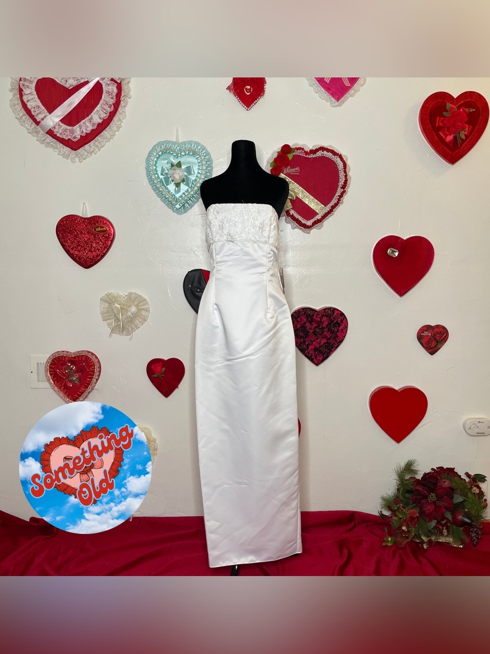 NWT JESSICA MCCLINTOCK WHITE STRAPLESS CIVIL CEREMONY SATIN MIDI WEDDING DRESS